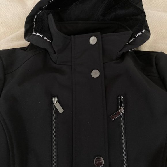 DKNY Women's Black rain jacket XS lined nice condition - Picture 4 of 8